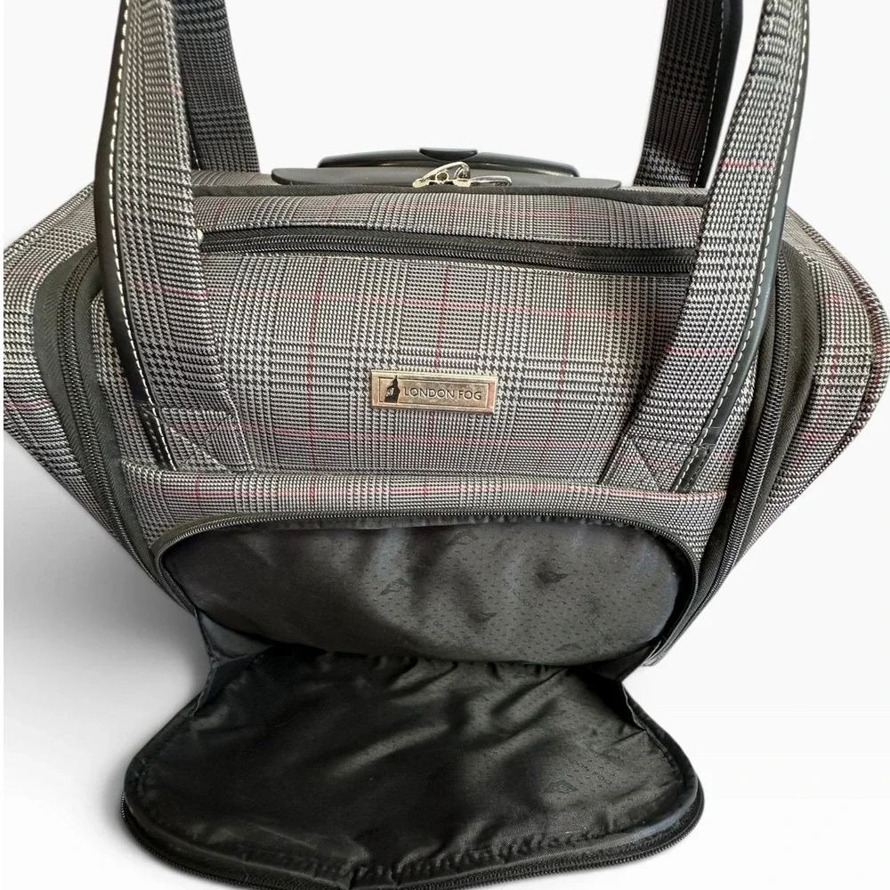 London Fog Devonshire 360UL Rolling Club Bag Unisex Carry On Grey Plaid CLEAN!